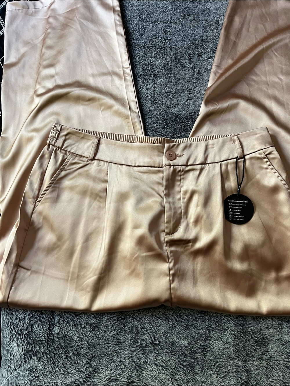 Satin-Look Wide Leg Trousers in Champagne - Picture 6 of 10